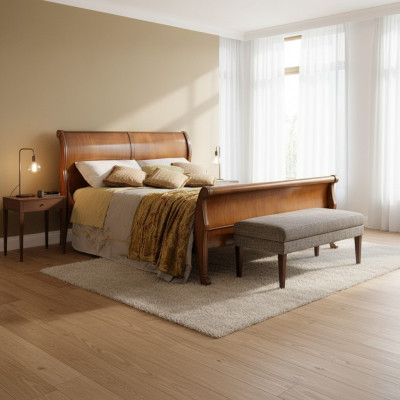 Lit Braun Chambre en bois Mobilier textile Conception de l'hôtel Lits style Art déco neufs