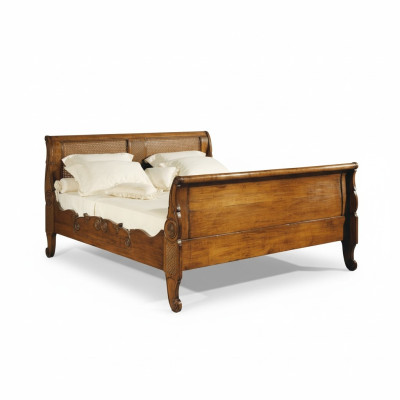 Lit Lits Lit double Chambre Bois Rembourrage Marron Lits doubles neufs