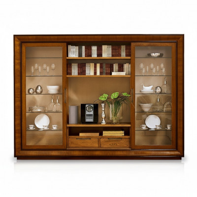 Salon Armoire Unité murale Étagère Vitrine Unités murales XXL Meubles italiens Bois
