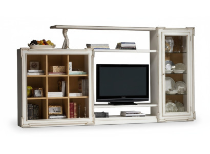 Style antique unité murale de télévision support de télévision armoire unités murales armoire TV armoire en verre meubles