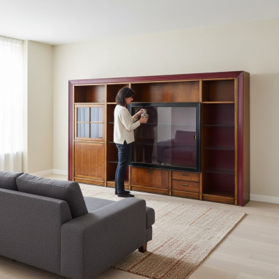 Étagère d'armoire encastrée Vitrine xxl Armoires Unité murale Extension de vitrine en verre Mur en bois