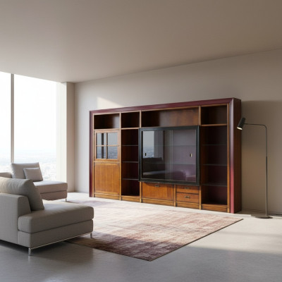 Étagère d'armoire encastrée Vitrine xxl Armoires Unité murale Extension de vitrine en verre Mur en bois