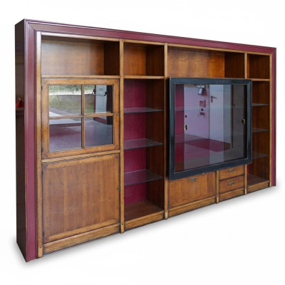 Étagère d'armoire encastrée Vitrine xxl Armoires Unité murale Extension de vitrine en verre Mur en bois