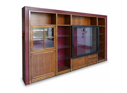 Étagère d'armoire encastrée Vitrine xxl Armoires Unité murale Extension de vitrine en verre Mur en bois