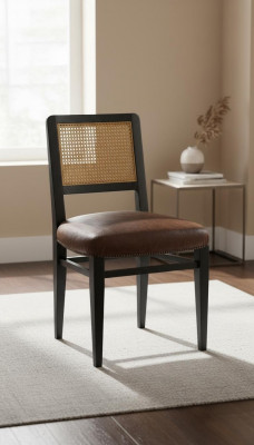 Chaise de salle à manger Chaises de luxe Art déco Design en cuir Chaise en bois Meubles italiens
