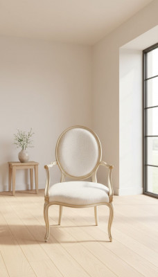 Salle à manger Fauteuil Beige Or Bois Mobilier de salle à manger Chaises Chaise de salon nouvelle