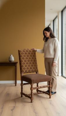 Chaises de salle à manger Fauteuil design de luxe en bois massif Chaise en bois Meubles italiens