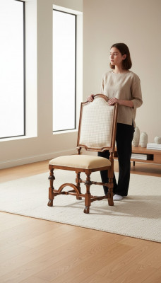 Chaise 1 place Fauteuil en bois de luxe de classe mobilier et design Siège en bois Salle à manger neuf
