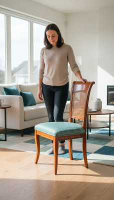 Chaise en bois véritable Chaises en cuir Salle à manger Fauteuil inclinable Meubles italiens