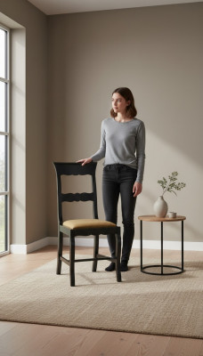 Chaise en bois de designer Chaise de salle à manger Mobilier de luxe en bois Chaise classique