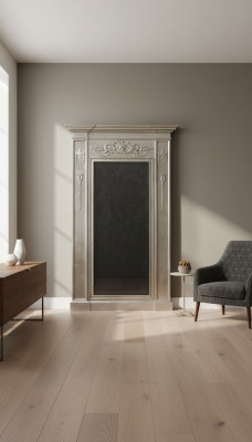 Miroir Baroque Argenté xxl Grand miroir mural en bois 132x14x220cm Cadre