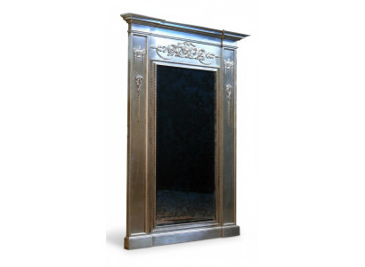 Miroir Baroque Argenté xxl Grand miroir mural en bois 132x14x220cm Cadre