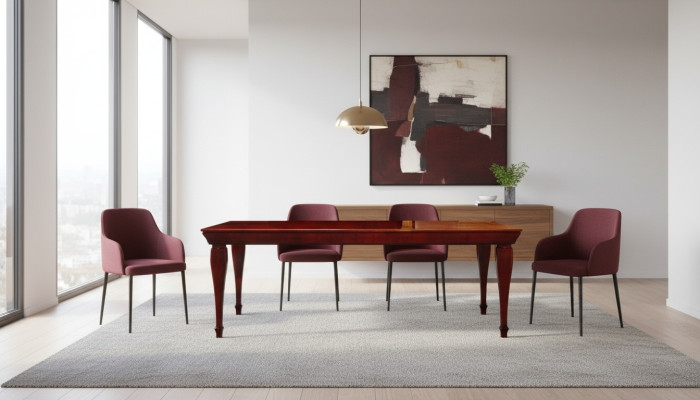 Table de luxe en bois brun Table à manger Design italien neuve