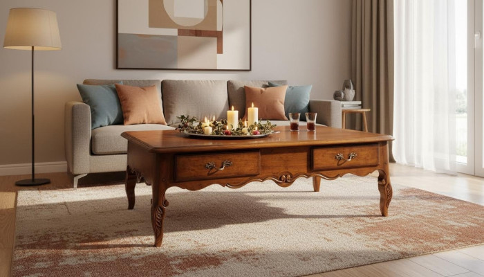 Canapé Table Café Tables Salon Table d'appoint Luxe Table basse Design Marron Neuf