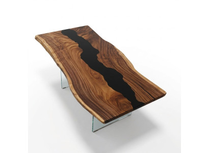 Table en résine époxy Table à manger Véritable bois Tables massives 183x90 Table de rivière