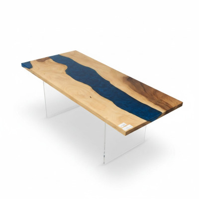 Table à manger River Table Vrai bois Table de rivière Table en résine époxy solide 181x81 nouvelle