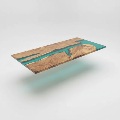 Table à manger en résine époxy, meuble massif en bois véritable, table en époxy en cascade 191x91cm