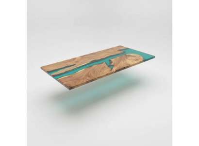 Table à manger en résine époxy, meuble massif en bois véritable, table en époxy en cascade 191x91cm