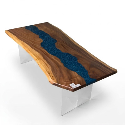 Table à manger Eau de mer Rivière Bois véritable Table de rivière 200x90 Tables Résine époxy nouvelle
