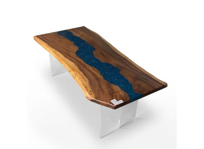 Table à manger Eau de mer Rivière Bois véritable Table de rivière 200x90 Tables Résine époxy nouvelle