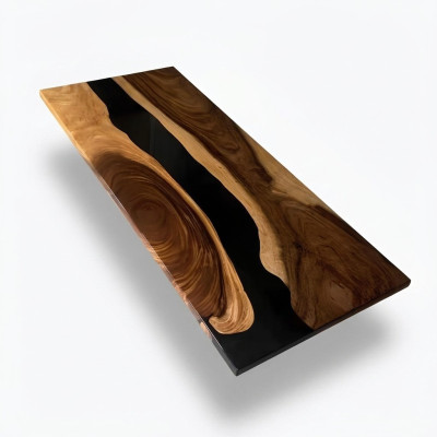 Table à manger en résine époxy, en bois massif, meuble en résine époxy, nouvelle table en cascade en bois massif.