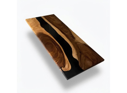 Table à manger en résine époxy, en bois massif, meuble en résine époxy, nouvelle table en cascade en bois massif.