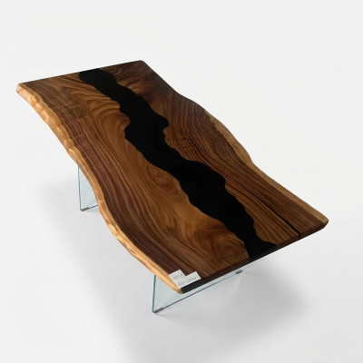 Table rivière en résine époxy bois massif tables d'eau noires Meubles en époxy nouveaux