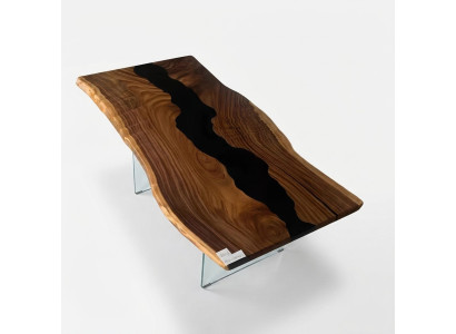 Table rivière en résine époxy bois massif tables d'eau noires Meubles en époxy nouveaux