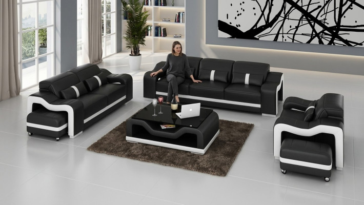 Ensemble de canapés design Canapé Rembourrage Canapés Cuir Moderne 3+1 Places Ensemble Complet neuf