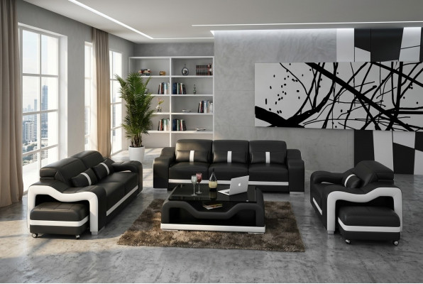 Ensemble de canapés design Canapé Rembourrage Canapés Cuir Moderne 3+1 Places Ensemble Complet neuf