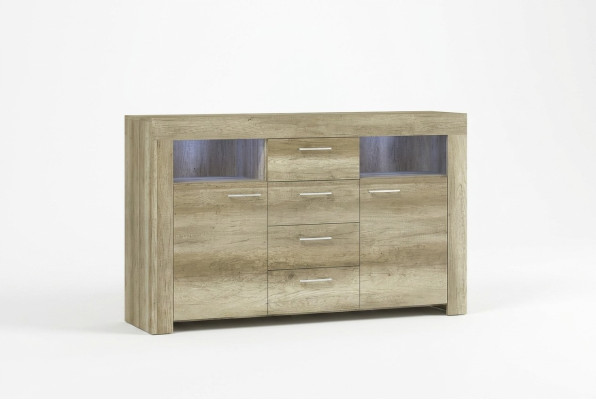 Commode SK155 Commodes Buffet Armoire 2 portes en bois MDF Armoire 4 tiroirs
