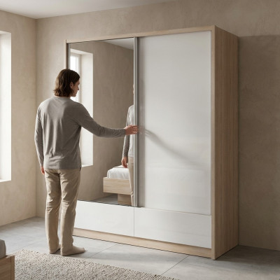 Portemanteau de rangement 180cm Étagère Armoire Archiver Portes coulissantes Portes coulissantes Bureau