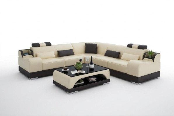 Canapé d'angle en forme de L Paysage de vie Designer Sofa Couch Upholstery Seat Suite Cuir