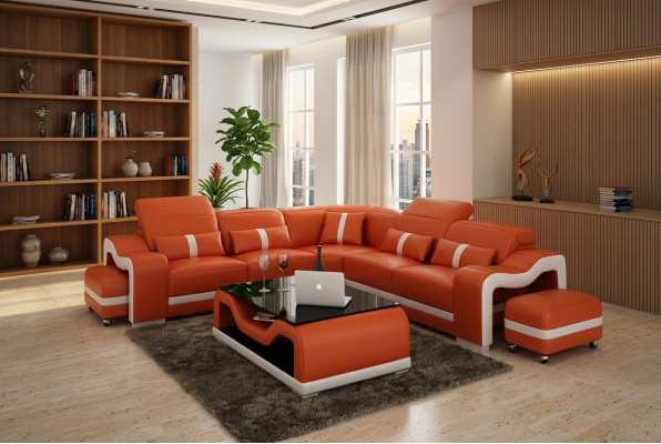 Canapé d'angle en cuir Sofa Canapé Coin Canapé D'angle en Forme de L Canapé de Salon Canapé de Coin Rembourré