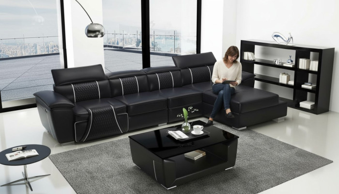 Canapé d'angle Canapé en forme de L Design Canapé Rembourrage Cuir Moderne Relax Automatique Nouveau