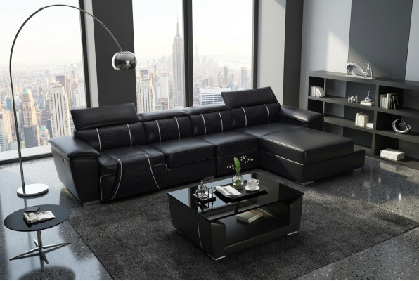 Canapé d'angle Canapé en forme de L Design Canapé Rembourrage Cuir Moderne Relax Automatique Nouveau