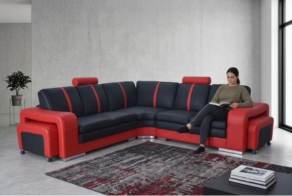 Moderne Ecksofa Couch Polster Eckgarnitur Sofa Ecksuite + USB Wohnlandschaft