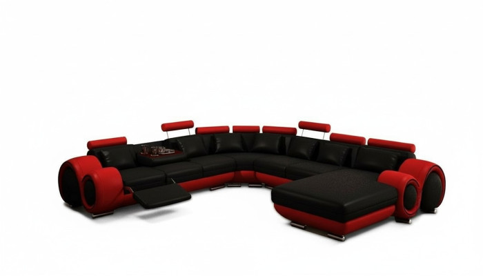Canapé en cuir Canapé canapé paysage vivant Canapé d'angle Suite d'angle Design Moderne Canapé avec USB