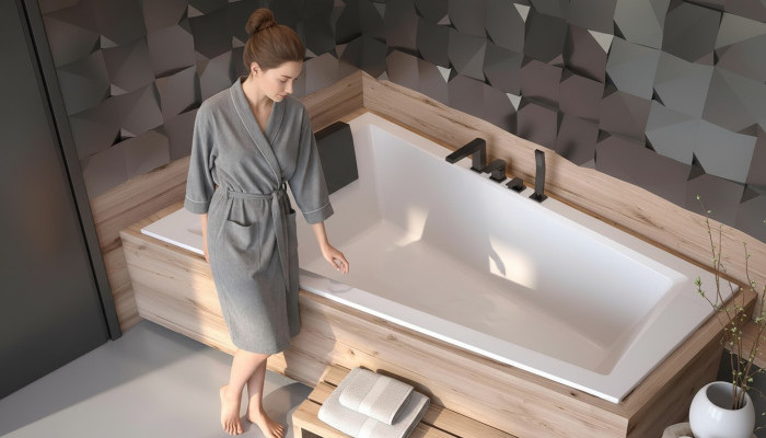 Baignoire 2 personnes Baignoire d'angle Salle de bain Baignoires encastrées Design acrylique neuf