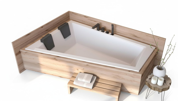 Baignoire 2 personnes Baignoire d'angle Salle de bain Baignoires encastrées Design acrylique neuf