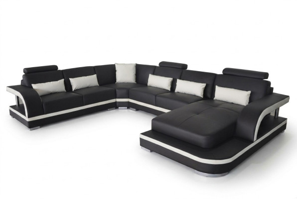 Set de canapé de canapé moderne Coin Coin En cuir Canapé Aménagement paysager USB