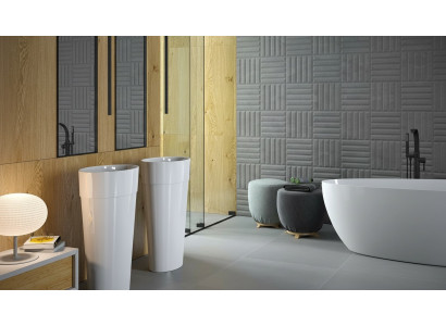Lavabo moderne en acrylique design pour salle de bains, lavabo sur pied.
