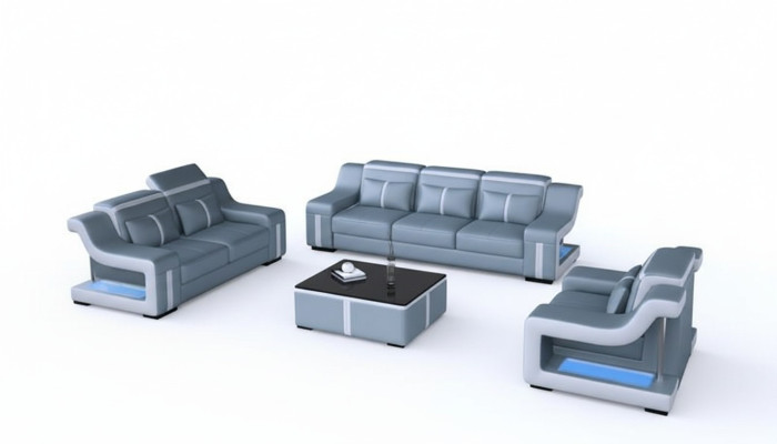 Ensemble de canapés design avec USB Ensemble de salon 3+2+1 + Table basse Moderne