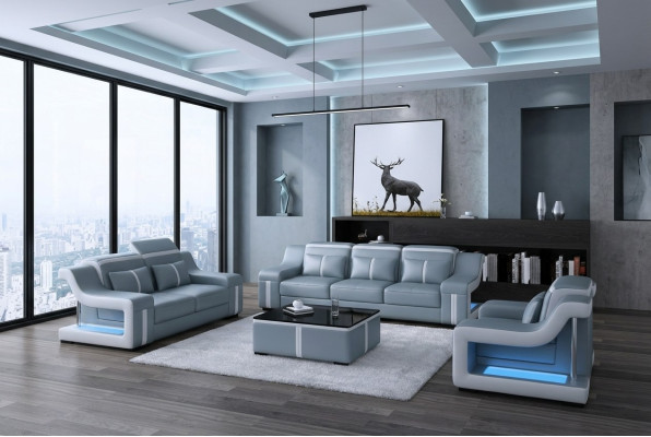 Canapé Canapé USB Rembourrage 3+2+1 Ensemble Sofas en Cuir Canapés Set Combinaison nouveau