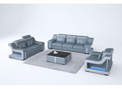 Canapé Canapé USB Rembourrage 3+2+1 Ensemble Sofas en Cuir Canapés Set Combinaison nouveau