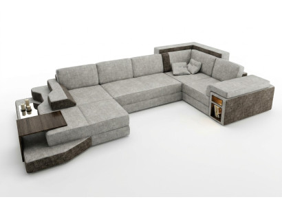 XXL Design Grand canapé avec USB Canapé d'angle Canapé Wohlandschaft en forme de U Cuir Textile Angle.