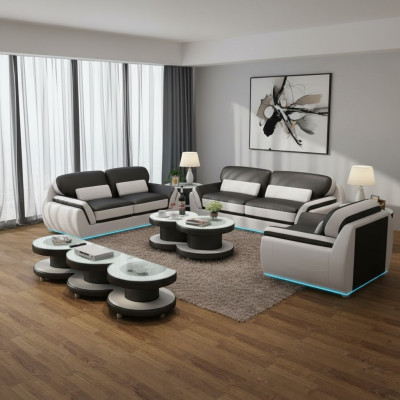 Canapé en cuir canapé set neuf 3 + 2 + 1 suite Design Moderne Canapé + USB