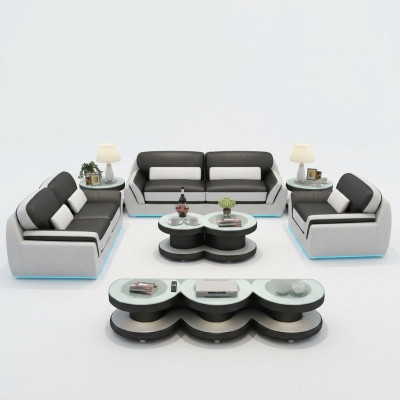 Canapé en cuir canapé set neuf 3 + 2 + 1 suite Design Moderne Canapé + USB