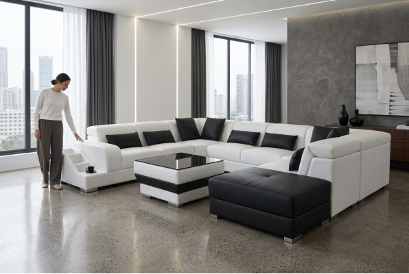 Revêtement de siège moderne Paysage vivant Tapisserie de canapé de salon Coin USB en forme de U nouveau