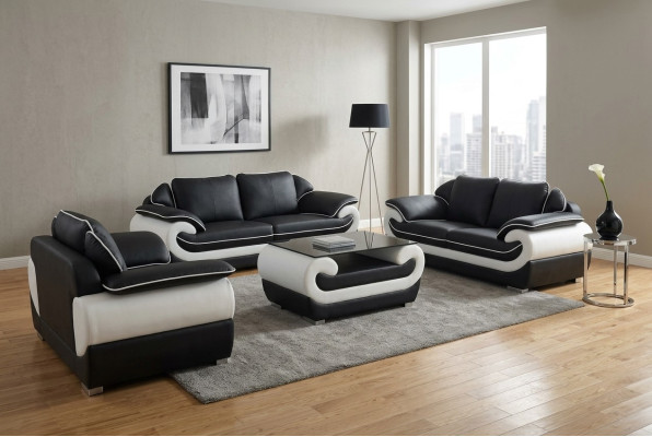 Ensemble de canapé en cuir design mobilier de canapé tissu complet 4 pièces 3+2+1 avec USB
